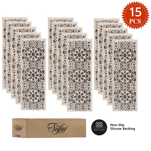 FLorence Beige/Gray Authentic Turkish Premium Quality Stair Rugs - Medium Pile - Machine Washable Indoor Carpet Stair Treads