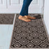 Dark Gray Anastacia - Machine Washable 2 Piece Premium Turkish Kitchen Rug Set with Non Slip TPR Backing