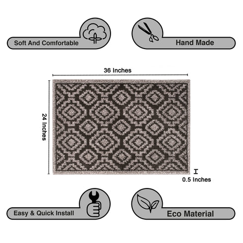 Anatstacia Dark Gray Entryway Indoor Front Door Authentic Turkish Premium Quality Rugs Washable Boho Entrance Mat with Non Slip TPE Backing