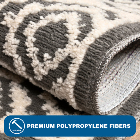 Gray Maze - Machine Washable 2 Piece Premium Turkish Kitchen Rug Set with Non Slip TPR Backing