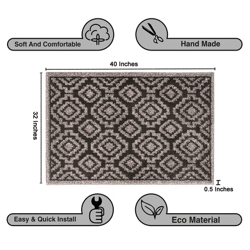 Anatstacia Dark Gray Entryway Indoor Front Door Authentic Turkish Premium Quality Rugs Washable Boho Entrance Mat with Non Slip TPE Backing
