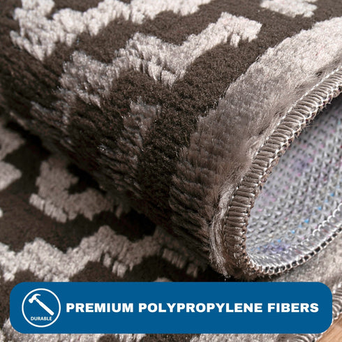 Anastacia Dark Gray Stair Tread Premium Turkish Rugs Machine Washable with Rubber Backing