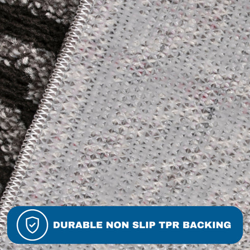 Dark Gray Anastacia - Machine Washable 2 Piece Premium Turkish Kitchen Rug Set with Non Slip TPR Backing