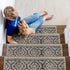 Anastacia Dark Gray Stair Tread Premium Turkish Rugs Machine Washable with Rubber Backing