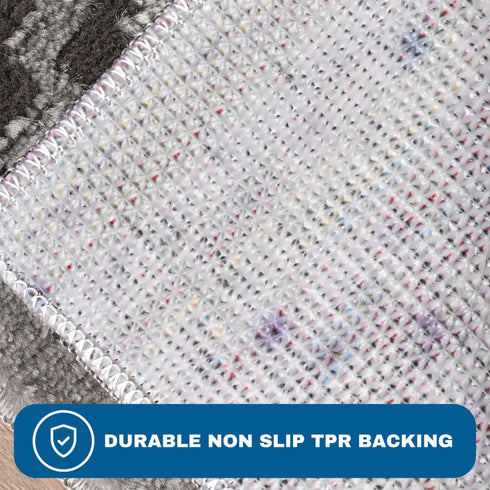 Anastacia Dark Gray Stair Tread Premium Turkish Rugs Machine Washable with Rubber Backing