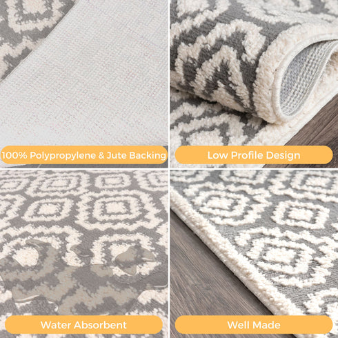 Floral Aura Entryway Indoor Front Door Premium Turkish Rugs Washable Entrance Mat for Traction Support with Non Slip TPE Backing