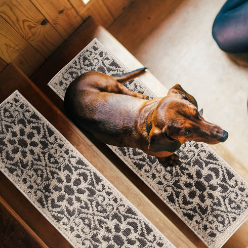 FLorence Beige/Gray Authentic Turkish Premium Quality Stair Rugs - Medium Pile - Machine Washable Indoor Carpet Stair Treads