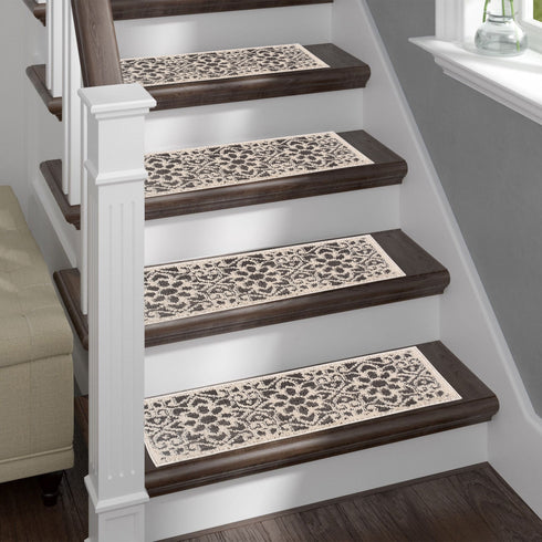 FLorence Beige/Gray Authentic Turkish Premium Quality Stair Rugs - Medium Pile - Machine Washable Indoor Carpet Stair Treads