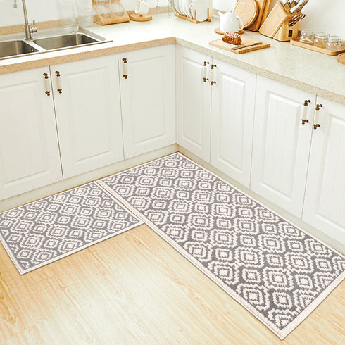 Aida - Machine Washable 2 Piece Premium Turkish Kitchen Rug Set with Non Slip TPR Backing