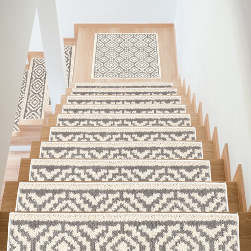 Elanor Turkish Treasures Stair Treads Rubber TPE Backed Machine Washable Medium Pile Indoor Carpet stair treads