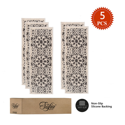 FLorence Beige/Gray Authentic Turkish Premium Quality Stair Rugs - Medium Pile - Machine Washable Indoor Carpet Stair Treads