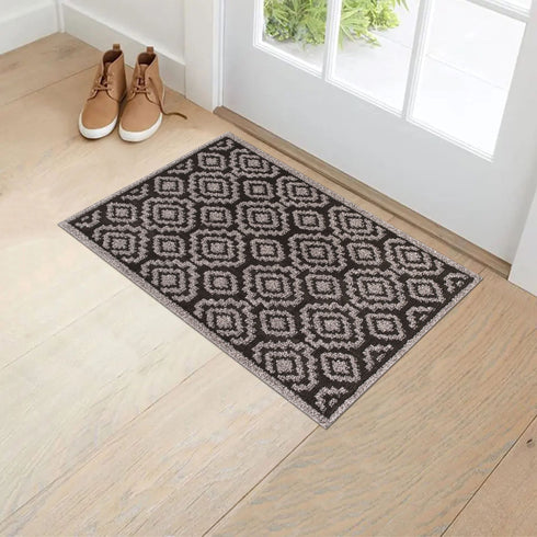 Anatstacia Dark Gray Entryway Indoor Front Door Authentic Turkish Premium Quality Rugs Washable Boho Entrance Mat with Non Slip TPE Backing