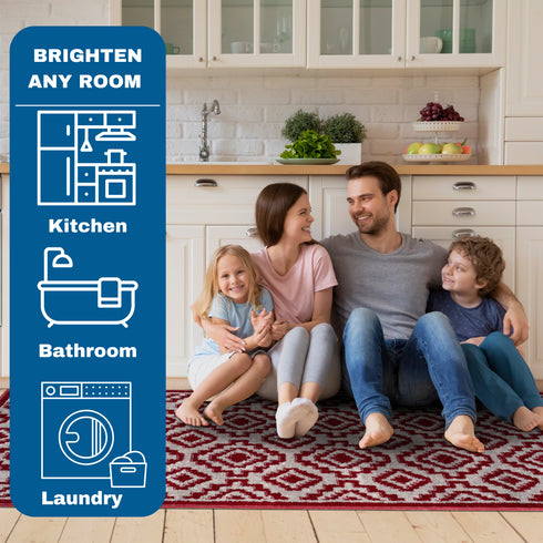 Red Bodrum - Premium Turkish Bathroom Rug Set