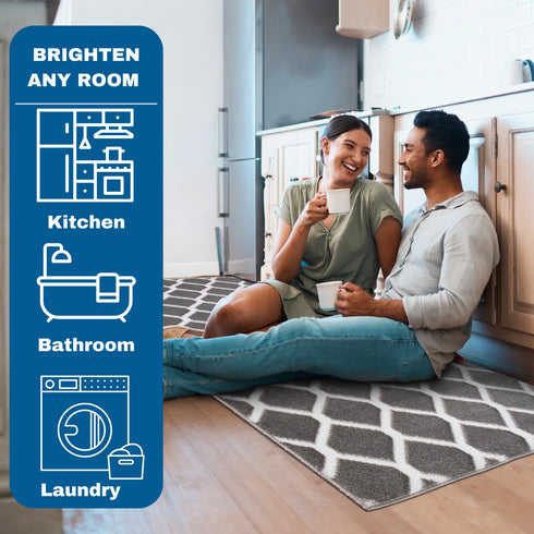 Gray Hollow - Premium Turkish Bathroom Rug Set