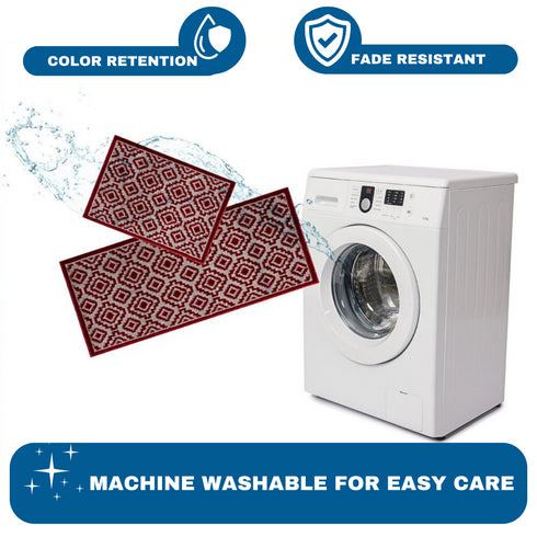 Red Bodrum - Premium Turkish Bathroom Rug Set