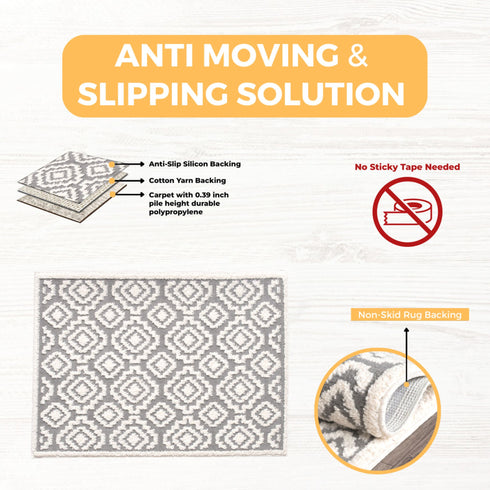 Floral Aura Entryway Indoor Front Door Premium Turkish Rugs Washable Entrance Mat for Traction Support with Non Slip TPE Backing