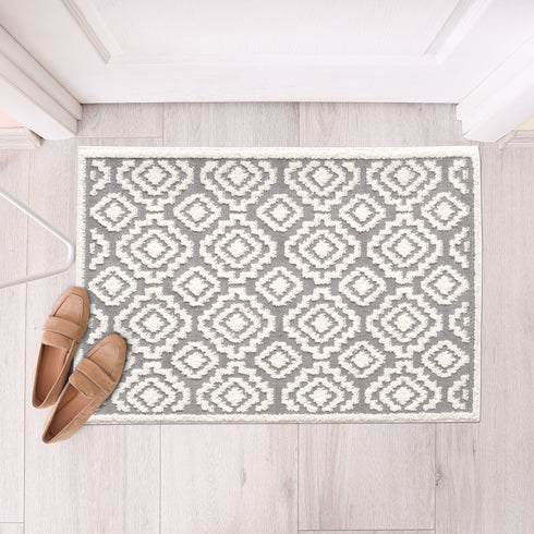 Floral Aura Entryway Indoor Front Door Premium Turkish Rugs Washable Entrance Mat for Traction Support with Non Slip TPE Backing