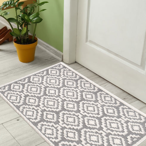 Floral Aura Entryway Indoor Front Door Premium Turkish Rugs Washable Entrance Mat for Traction Support with Non Slip TPE Backing