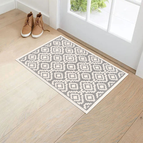 Floral Aura Entryway Indoor Front Door Premium Turkish Rugs Washable Entrance Mat for Traction Support with Non Slip TPE Backing