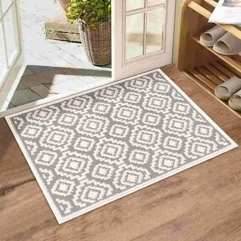 Floral Aura Entryway Indoor Front Door Premium Turkish Rugs Washable Entrance Mat for Traction Support with Non Slip TPE Backing