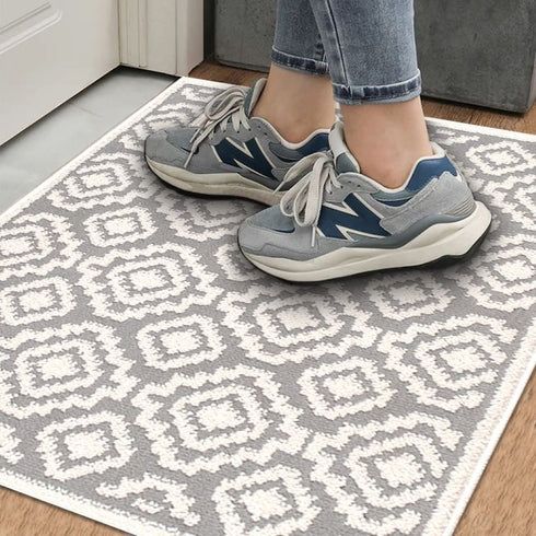 Floral Aura Entryway Indoor Front Door Premium Turkish Rugs Washable Entrance Mat for Traction Support with Non Slip TPE Backing