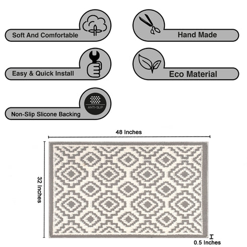 Elanor Gray Entryway Indoor Front Door Authentic Turkish Premium Quality Rugs Washable Boho Entrance Mat with Non Slip TPE Backing