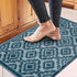 Blue Arcai Entryway Indoor Front Door Authentic Turkish Premium Quality Rugs Washable Boho Entrance Mat with Non Slip TPE Backing