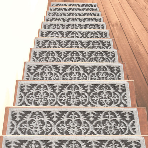 Clementine Beige/Gray Authentic Turkish Premium Quality Stair Rugs - Medium Pile - Machine Washable Indoor Carpet Stair Treads