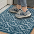 Blue Arcai Entryway Indoor Front Door Authentic Turkish Premium Quality Rugs Washable Boho Entrance Mat with Non Slip TPE Backing