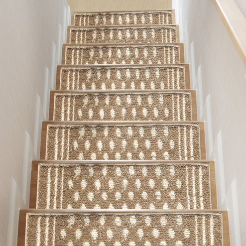 Light Polkadot - Deep Pile Shag Stair Rugs