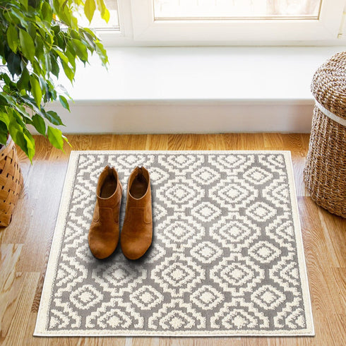 Floral Aura Entryway Indoor Front Door Premium Turkish Rugs Washable Entrance Mat for Traction Support with Non Slip TPE Backing