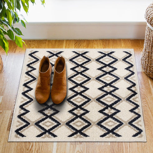 White & Blue Entryway Indoor Front Door Rugs Washable Indoor Doormat for Entrance with Non Slip Rubber Backing