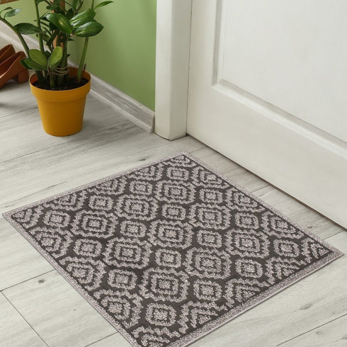 Anatstacia Dark Gray Entryway Indoor Front Door Authentic Turkish Premium Quality Rugs Washable Boho Entrance Mat with Non Slip TPE Backing