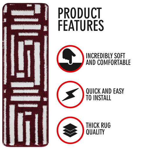 Red & White Staircase Step Treads Set of 13
