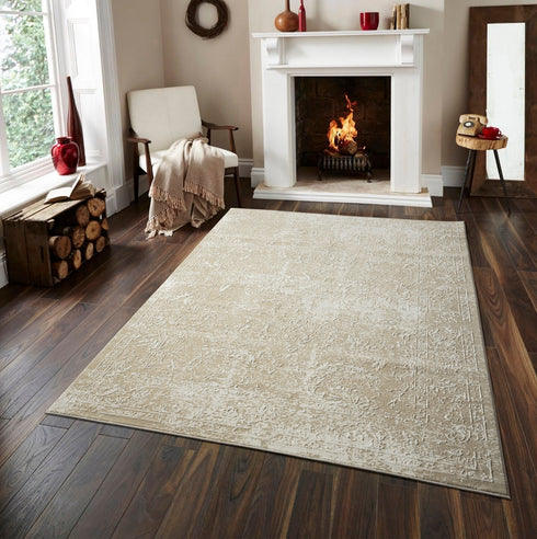 Sofia Rugs 3' x 5' Beige and Cream Area Rug Atlantis Collection; Cream Beige Abstract Area Rug for Mid-Century, Modern and Farmhouse Decor; Stain Resistant Beige Rugs for Living Room, Kitchen or Bedroom
