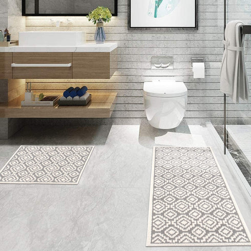 White Sophia - Premium Turkish Bathroom Rug Set