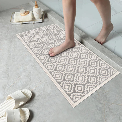White Sophia - Premium Turkish Bathroom Rug Set