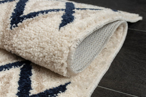 White/Brown Shag Stair Tread Rugs Machine Washable with Rubber Backing