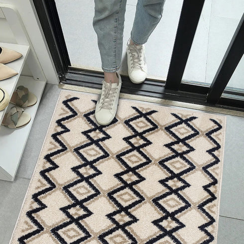 White & Blue Entryway Indoor Front Door Rugs Washable Indoor Doormat for Entrance with Non Slip Rubber Backing
