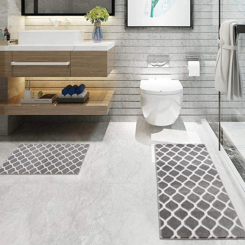 Gray Hollow - Premium Turkish Bathroom Rug Set