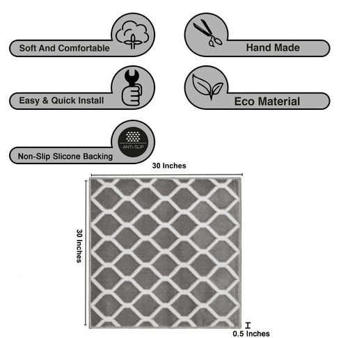 Gray & White Modern Indoor Front Door Rug Washable Indoor Doormat for Entrance with Non Slip Rubber Backing