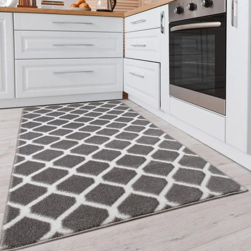 Willow - Machine Washable 2 Piece Premium Turkish Kitchen Rugs Set with Non Slip TPR Backing