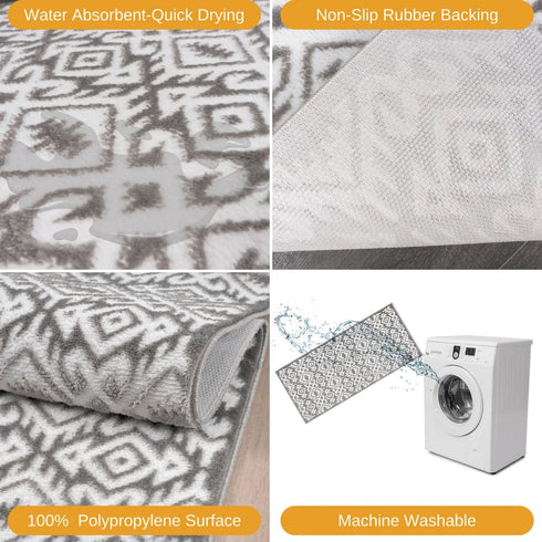 Aztec Turkish Treasures: Premium 2-Piece Kitchen Rug Set - Authentic, Washable, TPE Backed, Non-Slip Luxury