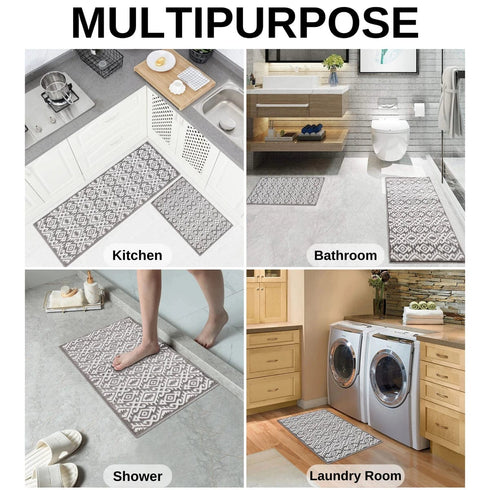 Aztec Turkish Treasures: Premium 2-Piece Kitchen Rug Set - Authentic, Washable, TPE Backed, Non-Slip Luxury