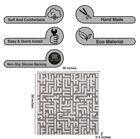 Water Oak Gray & White Geometric Indoor Front Door Rug Washable Indoor Doormat for Entrance with Non Slip Rubber Backing