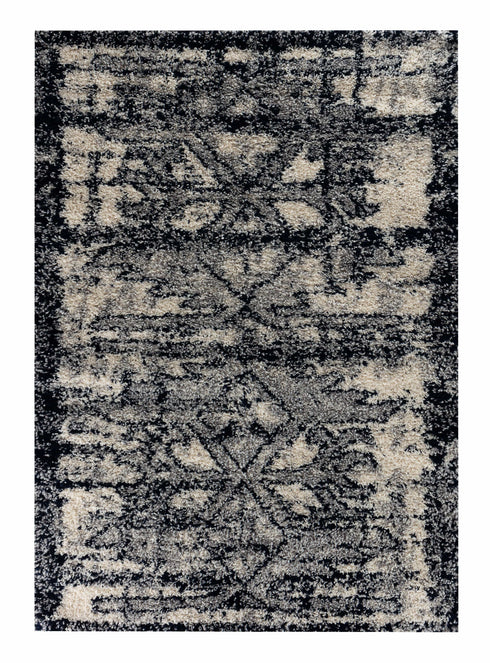 Diamond Shag Black Deep Pile Area Rug