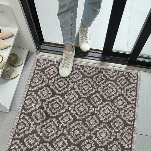 Anatstacia Dark Gray Entryway Indoor Front Door Authentic Turkish Premium Quality Rugs Washable Boho Entrance Mat with Non Slip TPE Backing