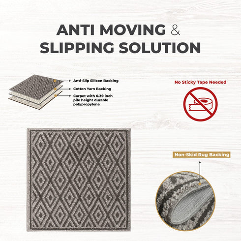 Dark Gray Entryway Indoor Front Door Rugs Washable Diamond Indoor Doormat with Non Slip Rubber Backing