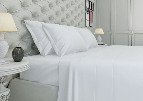 Signature 100% Cotton Sheets - 4 Piece - Sheet & Pillowcase Sets - White Sheets - Queen Bed Set - Hotel Luxury - Organic Cotton Sheets - Cooling Sheets - Extra Soft - Deep Pocket Queen Sheets
