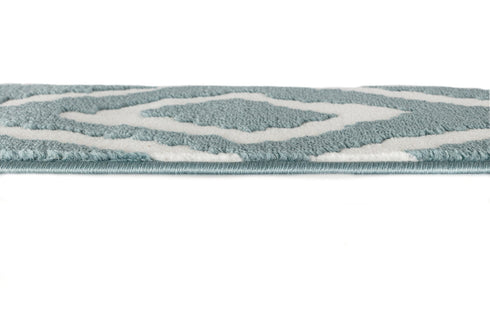 Meadow - Blue Turkish Premium Quality Stair Rugs Geometric Indoor Stair Treads Machine Washable